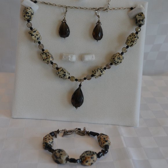 Dalmation Jasper Necklace, Bracelet & Earrings - Picture 1 of 3